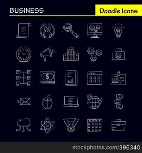 Business Hand Drawn Icon for Web, Print and Mobile UX/UI Kit. Such as: Business, Time, Clock, Timer, File, Work, Business, Document, Pictogram Pack. - Vector