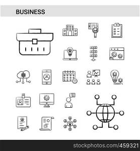 Business hand drawn Icon set style, isolated on white background. - Vector
