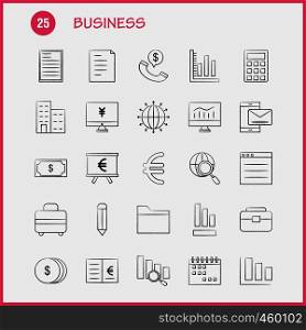 Business Hand Drawn Icons Set For Infographics, Mobile UX/UI Kit And Print Design. Include: Cloud, Money, Dollar, Coin, Gear, Money, Idea, Bulb, Collection Modern Infographic Logo and Pictogram. - Vector