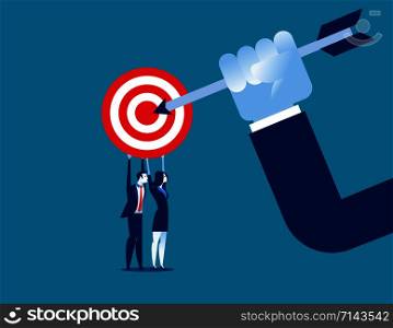 Business hand holding arrow and target. Concept business vector illustration.