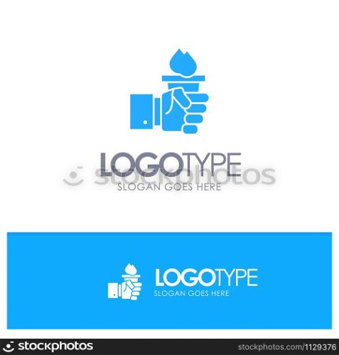 Business, Hand, Leader, Leadership, Olympic Blue Solid Logo with place for tagline