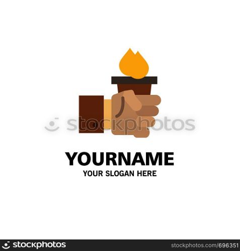 Business, Hand, Leader, Leadership, Olympic Business Logo Template. Flat Color