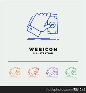 business, hand, money, earn, dollar 5 Color Line Web Icon Template isolated on white. Vector illustration. Vector EPS10 Abstract Template background