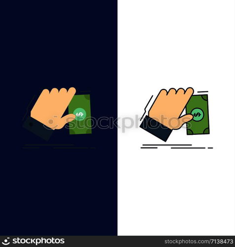 business, hand, money, earn, dollar Flat Color Icon Vector