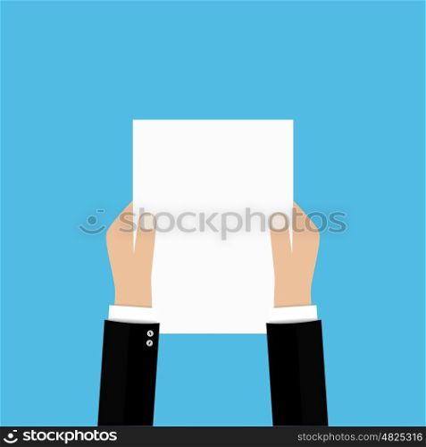 Business hand with a blank sheet of paper