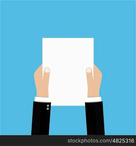 Business hand with a blank sheet of paper