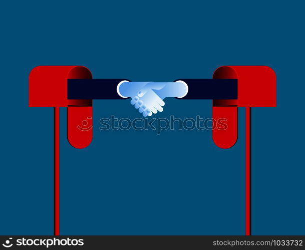 Business handshake on a mail box. Concept business vector illustration.