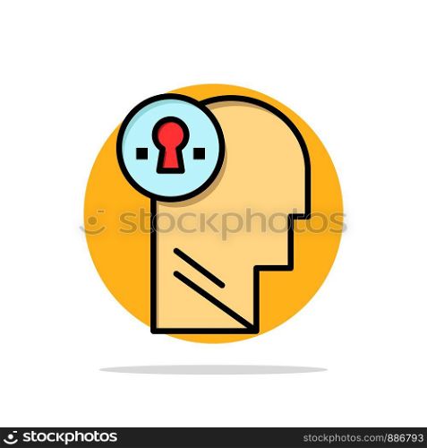 Business, Head, Idea, Mind, Think Abstract Circle Background Flat color Icon