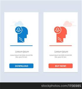 Business, Head, Idea, Mind, Think Blue and Red Download and Buy Now web Widget Card Template