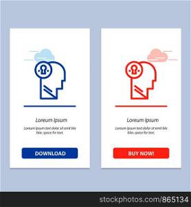 Business, Head, Idea, Mind, Think Blue and Red Download and Buy Now web Widget Card Template