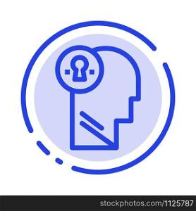 Business, Head, Idea, Mind, Think Blue Dotted Line Line Icon