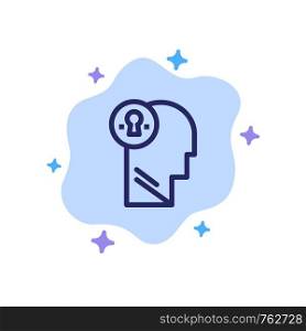 Business, Head, Idea, Mind, Think Blue Icon on Abstract Cloud Background
