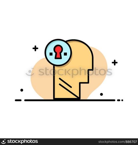 Business, Head, Idea, Mind, Think Business Flat Line Filled Icon Vector Banner Template