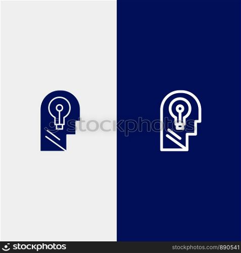Business, Head, Idea, Mind, Think Line and Glyph Solid icon Blue banner Line and Glyph Solid icon Blue banner