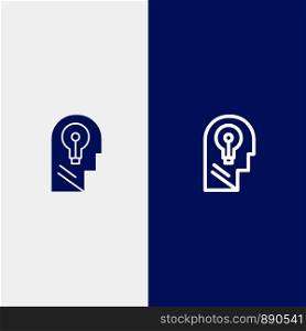 Business, Head, Idea, Mind, Think Line and Glyph Solid icon Blue banner Line and Glyph Solid icon Blue banner
