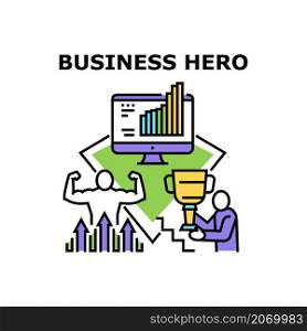 Business hero leader. Cape man. Work success character. Office employee. Power career. Strong people vector concept color illustration. Business hero icon vector illustration