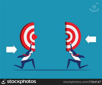 Business holding target. Teamwork to reach success. Concept business vector illustration.