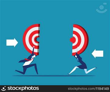 Business holding target. Teamwork to reach success. Concept business vector illustration.