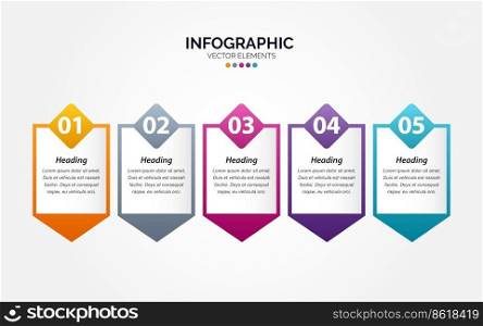 Business Horizontal Infographic template numbers 5 options or steps Vector Illustration