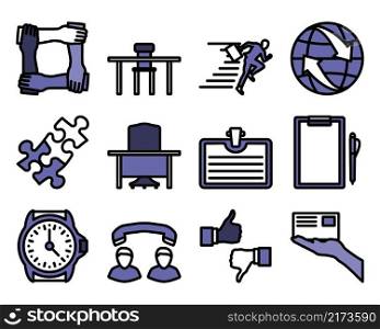 Business Icon Set. Editable Bold Outline With Color Fill Design. Vector Illustration.