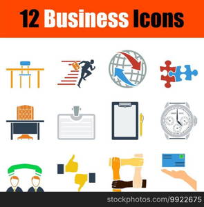 Business Icon Set. Flat Design. Fully editable vector illustration. Text expanded.