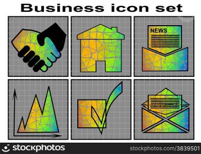 Business icon set. Vector set of 6 multicolor business icons