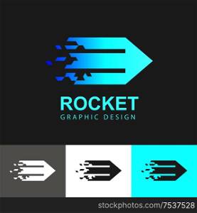 Business Icon - Vector logo concept Pencil rocket . Abstract emblem for design website interface , web page coding and programming, branding and data visualization, mobile apps development. Business Icon design template