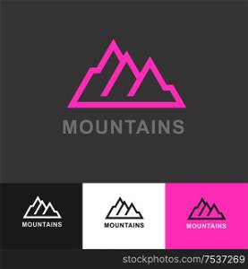 Business Icon - Vector logo design template. Abstract emblem for mountaineering, mountain exploration, outdoors adventure, skiing, ski resort, recreation tourism, camping equipment,. Business Icon design template