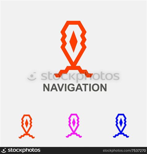 Business Icon - Vector logo design template. Abstract emblem for navigation, geo-location mapping pin, global positioning system navigation, geo targeting marker. Business Icon design template