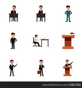 Business icons set. Cartoon illustration of 9 business vector icons for web. Business icons set, cartoon style