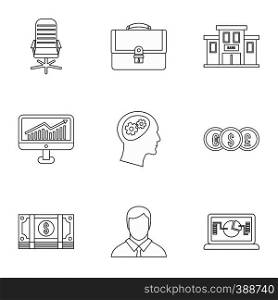 Business icons set. Outline illustration of 9 business vector icons for web. Business icons set, outline style