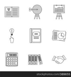 Business icons set. Outline illustration of 9 business vector icons for web. Business icons set, outline style