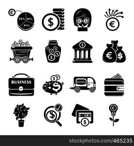 Business icons set. simple illustration of 16 business vector icons for web. Business icons set, simple style