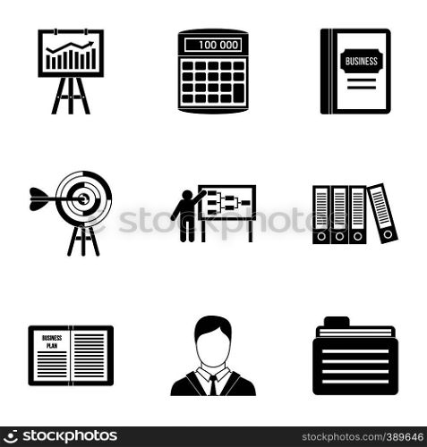 Business icons set. Simple illustration of 9 business vector icons for web. Business icons set, simple style