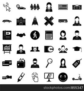 Business icons set. Simple style of 36 business vector icons for web isolated on white background. Business icons set, simple style
