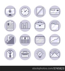 Business icons set with management company organization project maintenance symbols isolated vector illustration