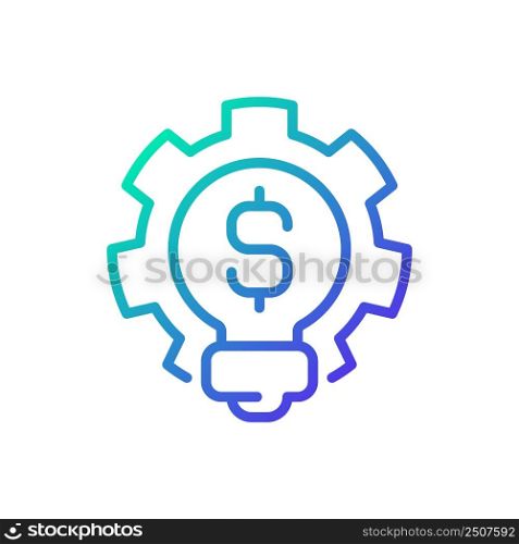 Business idea gradient linear vector icon. Startup entrepreneur. Profitable brainstorming. Money-making strategy. Thin line color symbol. Modern style pictogram. Vector isolated outline drawing. Business idea gradient linear vector icon