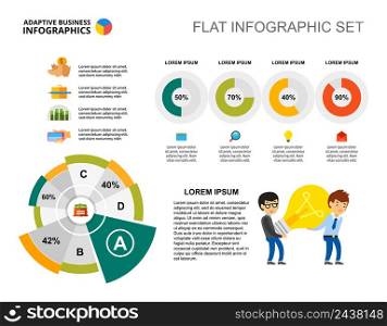 Business idea pie and doughnut charts template. Business data. Abstract elements of diagram, graphic. Review, management, research or teamwork creative concept for infographic, project layout.