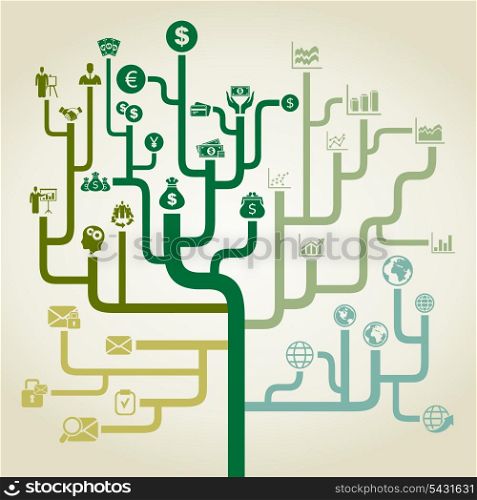 Business in a labyrinth. A vector illustration