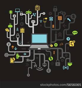 Business in computer networks. A vector illustration