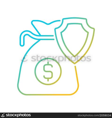 Business income insurance gradient linear vector icon. Financial support of entrepreneurs. Safe business interruption. Thin line color symbol. Modern style pictogram. Vector isolated outline drawing. Business income insurance gradient linear vector icon