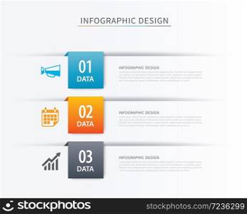 Business index infographics template with 3 data. Can be used for workflow layout, diagram, number options, web design, presentations,tab.