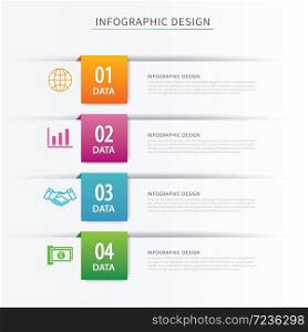Business index infographics template with 4 data. Can be used for workflow layout, diagram, number options, web design, presentations,tab.