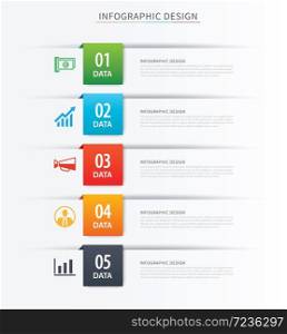 Business index infographics template with 5 data. Can be used for workflow layout, diagram, number options, web design, presentations,tab.
