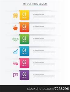 Business index infographics template with 6 data. Can be used for workflow layout, diagram, number options, web design, presentations,tab.