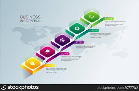 Business infographic abstract background template colorful with 5 step