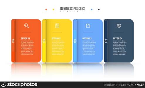 Business infographic design vector and marketing icons. Progress bar concept with 4 options or steps.