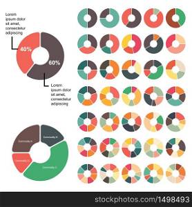 Business Infographic Element 2 to 8 Circle Diagram Different Percentage