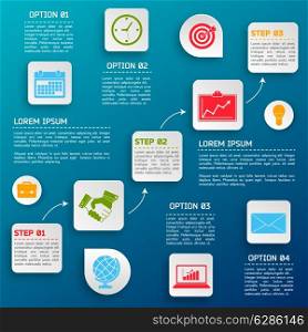 Business infographic elements project and organization steps and options icons vector illustration