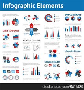 Business infographic elements set with dot bar pie line charts vector illustration. Business Infographics Set